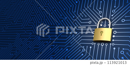 コンピューターのセキュリティイメージ、回路基板と鍵、安全保障 コンピューターのセキュリティイメージ、回路基板と鍵、安全保障 113921013