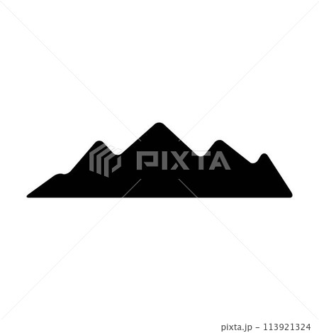 Mountain silhouette icon vector symbol of rock hills design element in a glyph pictogram illustration 113921324