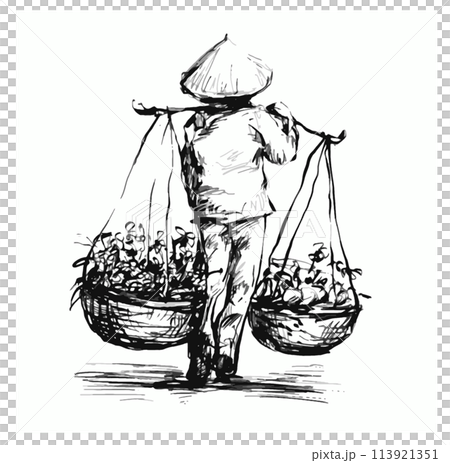 Vietnamese vendor sell vegetables in the morning at local market in Vietnam 113921351