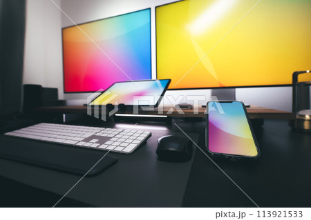 かっこいい書斎のデスク かっこいい書斎のデスク 113921533