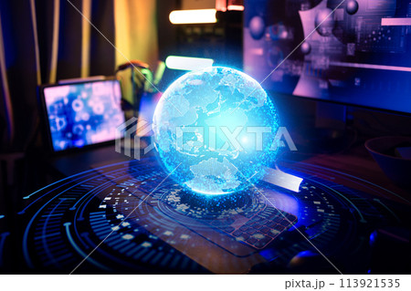 かっこいい書斎のデスク かっこいい書斎のデスク 113921535