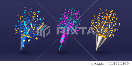 Set of firecrackers with confetti 113921569