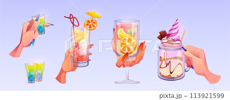 Hand hold cocktail glass for toast drink on party Hand hold cocktail glass for toast drink on party 113921599