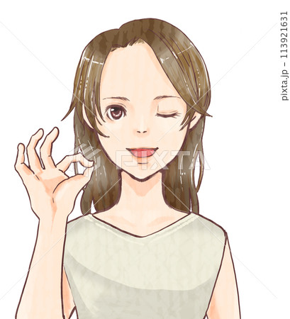 OKと笑顔の女性 113921631