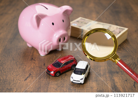 ブタの貯金箱と車(+虫メガネ) ブタの貯金箱と車(+虫メガネ) 113921717
