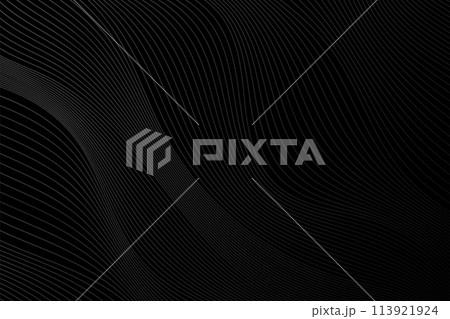 Black abstract background design. wavy line pattern, Vector illustration 113921924