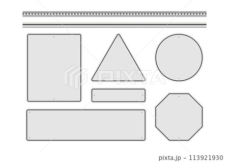 set of roadsign plates with metal poles. road signs mock up. Vector illustration 113921930