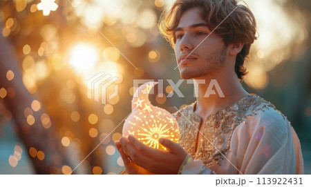 A Muslim man on the Eid al-Adha holiday. Portrait of a man 113922431