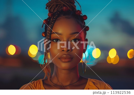 The concept of human trafficking. Portraits of an African woman . Abolition of Slavery Day in the United States 113922536