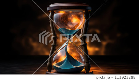 Hourglass . The passing of time Generative Ai 113923289