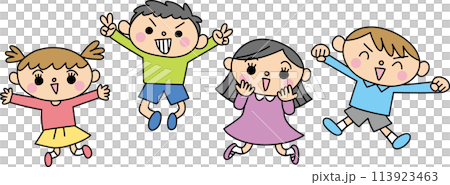 Children jumping energetically Children jumping energetically 113923463