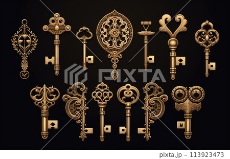 Keys. Lots of keys. Different kinds of keys and...のイラスト素材 [113923473 ...