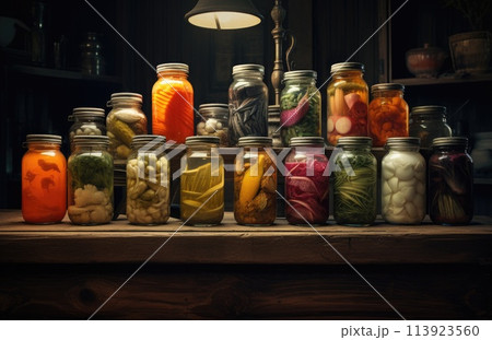 jars filled with pickles and vegetables delicious jars filled with pickles and vegetables delicious 113923560