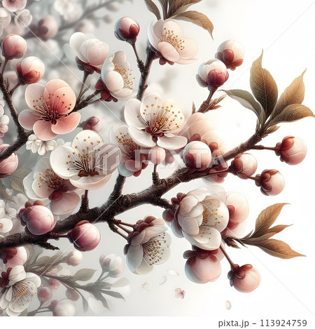 Apple tree branch in flowers. Delicate apple tree blossom blooming in spring, Close-up, nature in spring. Generative AI. Apple tree branch in flowers. Delicate apple tree blossom blooming in spring, Close-up, nature in spring. Generative AI. 113924759