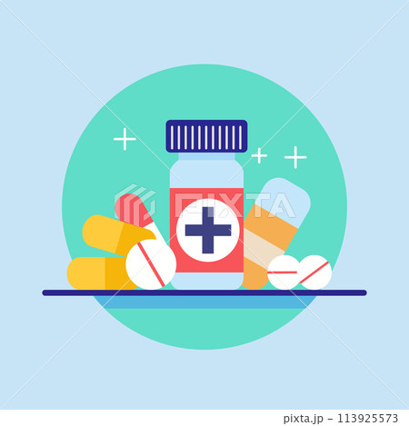 No Drugs Day with Healthy Medicine Capsule Pill in Bottle in Pharmacy No Drugs Day with Healthy Medicine Capsule Pill in Bottle in Pharmacy 113925573