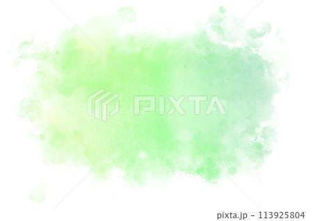 水彩絵の具が滲んだ抽象的なテクスチャー　緑 113925804