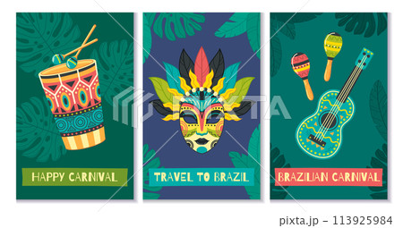 Hand drawn brazilian carnival cards Hand drawn brazilian carnival cards 113925984