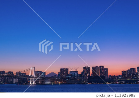 豊洲から夕暮れ時の東京湾岸の景色 豊洲から夕暮れ時の東京湾岸の景色 113925998