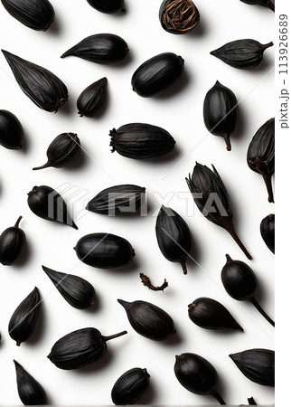 Black cumin on a black background. 113926689