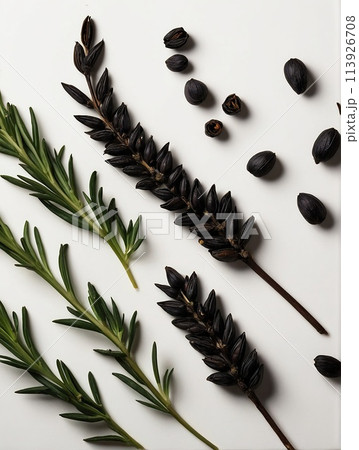 Black cumin on a black background. 113926708