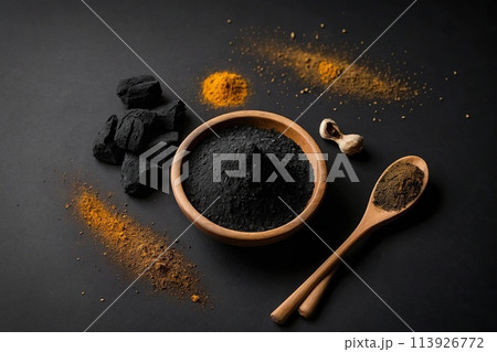 Wood ash (Shahtoot) on a black background. 113926772