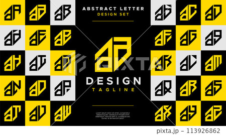 Simple business abstract lowercase letter A AA logo design set Simple business abstract lowercase letter A AA logo design set 113926862