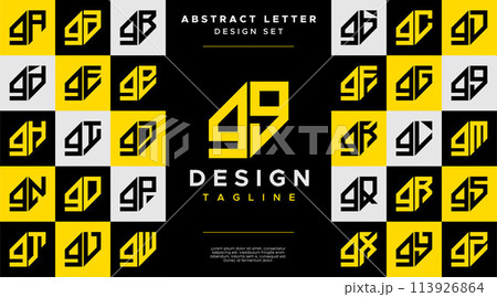 Business abstract lowercase letter G GG logo, number 9 99 design set 113926864