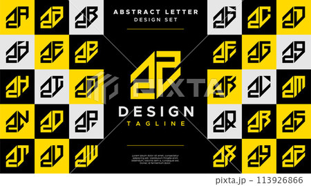 Simple business abstract letter Z ZZ logo design set 113926866