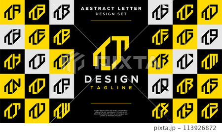 Simple business abstract letter T TT logo design set Simple business abstract letter T TT logo design set 113926872