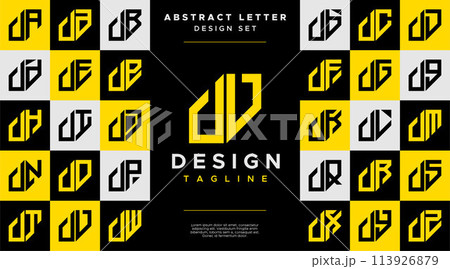Simple business abstract letter U UU logo design set 113926879