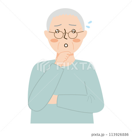 えっと考える高齢男性 113926886