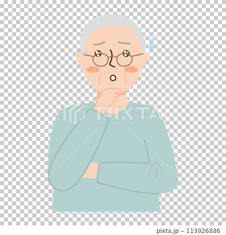 えっと考える高齢男性 113926886