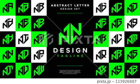 Modern sharp line abstract letter N NN logo bundle 113926887