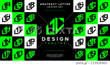 Modern sharp line abstract letter L LL logo bundle 113926905