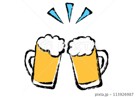 ビールジョッキに入ったビールのイラスト 113926987