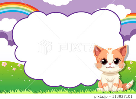 Cute Kitten in a Colorful Meadow 113927101