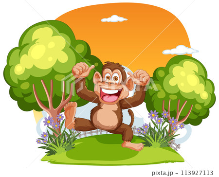 Cheerful Monkey Enjoying Nature 113927113