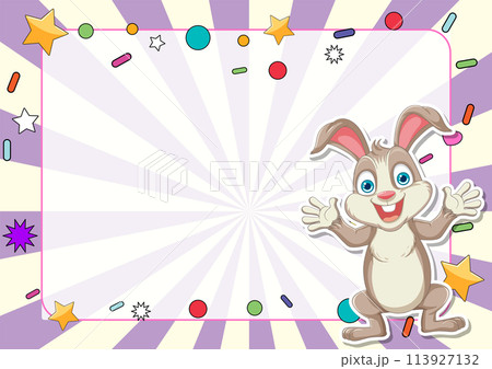 Cheerful Bunny with Colorful Background Cheerful Bunny with Colorful Background 113927132