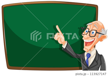 Cheerful Professor Teaching at Blackboard 113927147