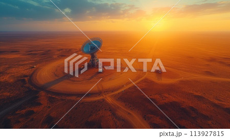 radar dish landscape in the desert 113927815
