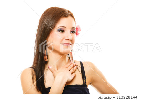 Portrait of beautiful girl in summer style 113928144