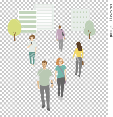 街を歩く人々のイラスト 街を歩く人々のイラスト 113929704