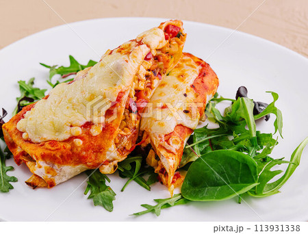 Mexican quesadilla with corn and tomato Mexican quesadilla with corn and tomato 113931338