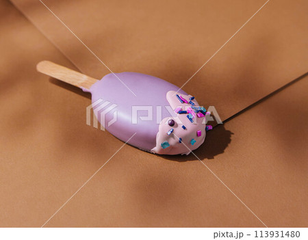popsicle ice cream in purple glaze popsicle ice cream in purple glaze 113931480