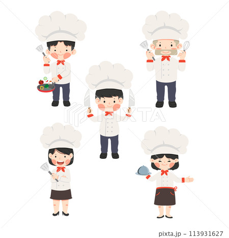 Happy Cute Kid In Chef Costume set Happy Cute Kid In Chef Costume set 113931627