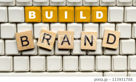 Closeup view of build brand text on keyboard button Closeup view of build brand text on keyboard button 113931788