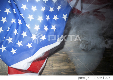 Closeup view of the American flag 113931907