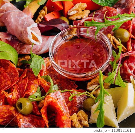 Appetizers table with antipasti snacks Appetizers table with antipasti snacks 113932161