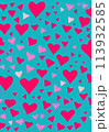 Red and pink hearts on a blue background 113932585