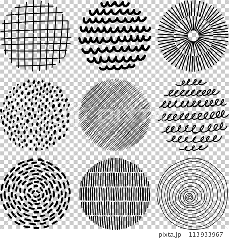 モダンな手描き円 素材セット モダンな手描き円 素材セット 113933967